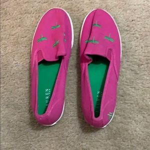 Ralph Lauren Janis Pink Palm Tree Slides 10